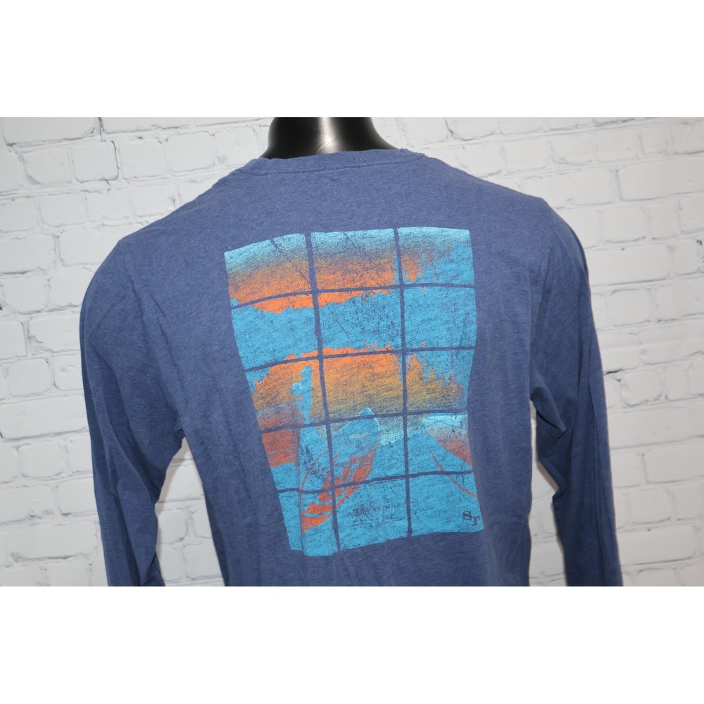 Southern Tide Long Sleeve Pocket T-Shirt Mens XL Blue Graphic Fishing Coastal